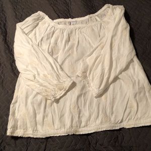 Pineapple print off white off the shoulder blouse